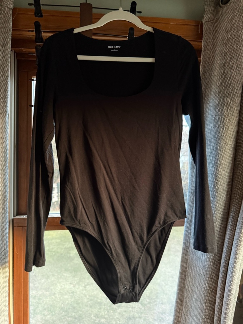 Old Navy Black Long-Sleeve Scoop Neck Bodysuit